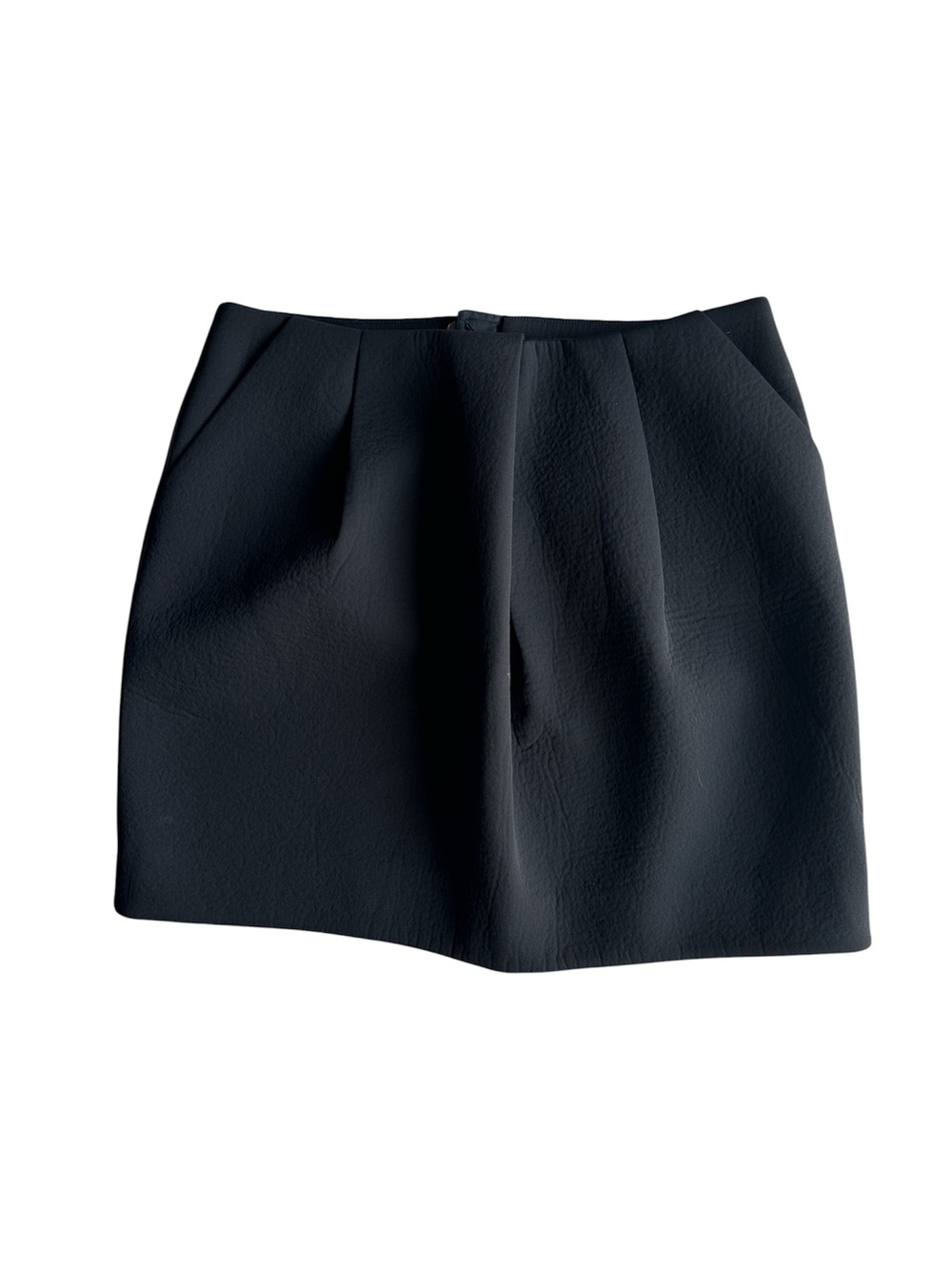 COS Black Women's Mini Skirt Scuba Neoprene Pleat Front Detail Pockets Size US10